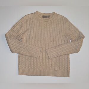 Croft & Barrow Beige Cable Knit Sweater Medium Classic Crewneck EUC